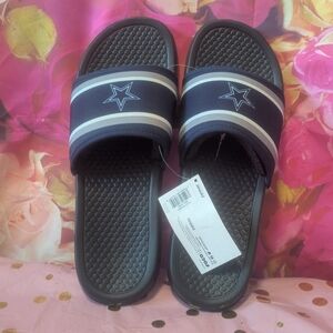 NFL Dallas Cowboys Navy and White Slide Sandals